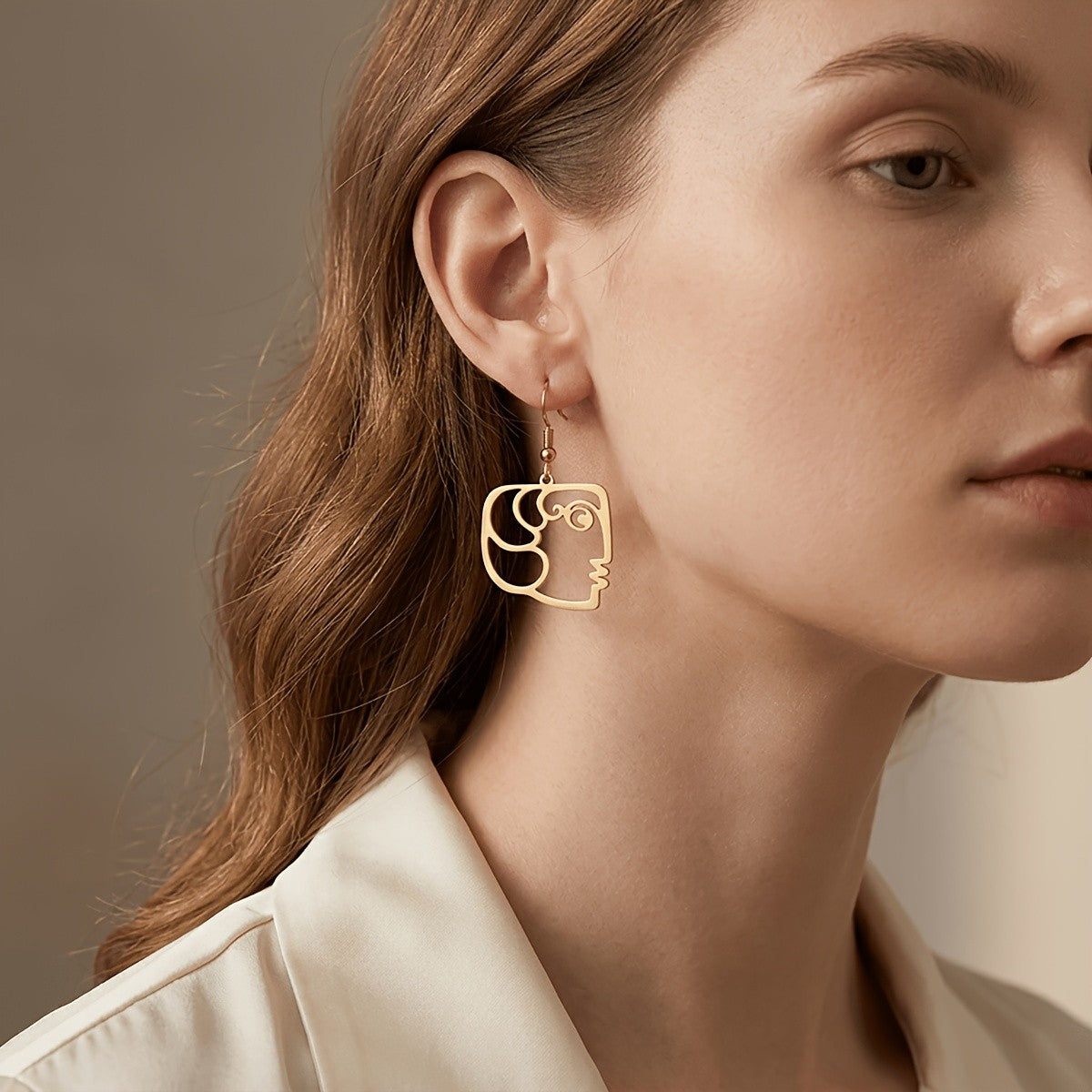 Abstract Face Outline Drop Earrings