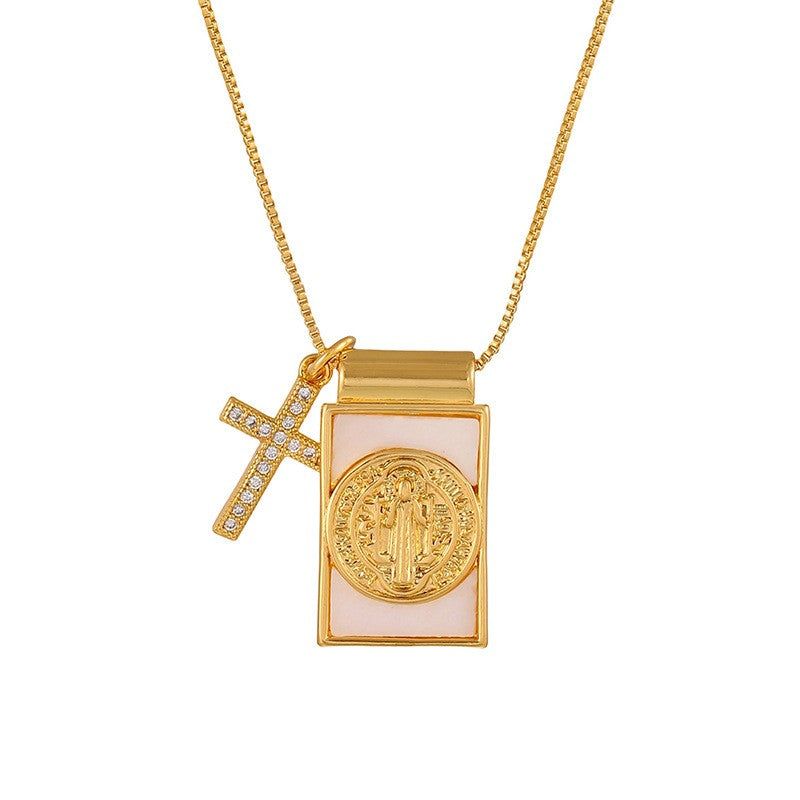 18k Layered Religious Medal Necklace