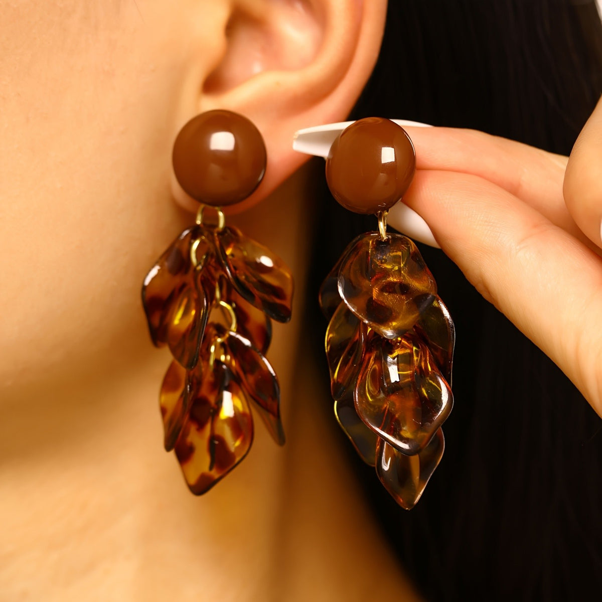 Vintage Layered Leaf Drop Earrings