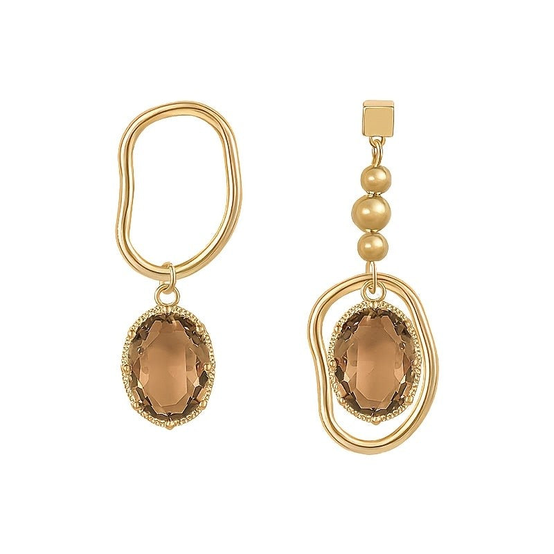 Vintage Oval Stone Drop Earrings
