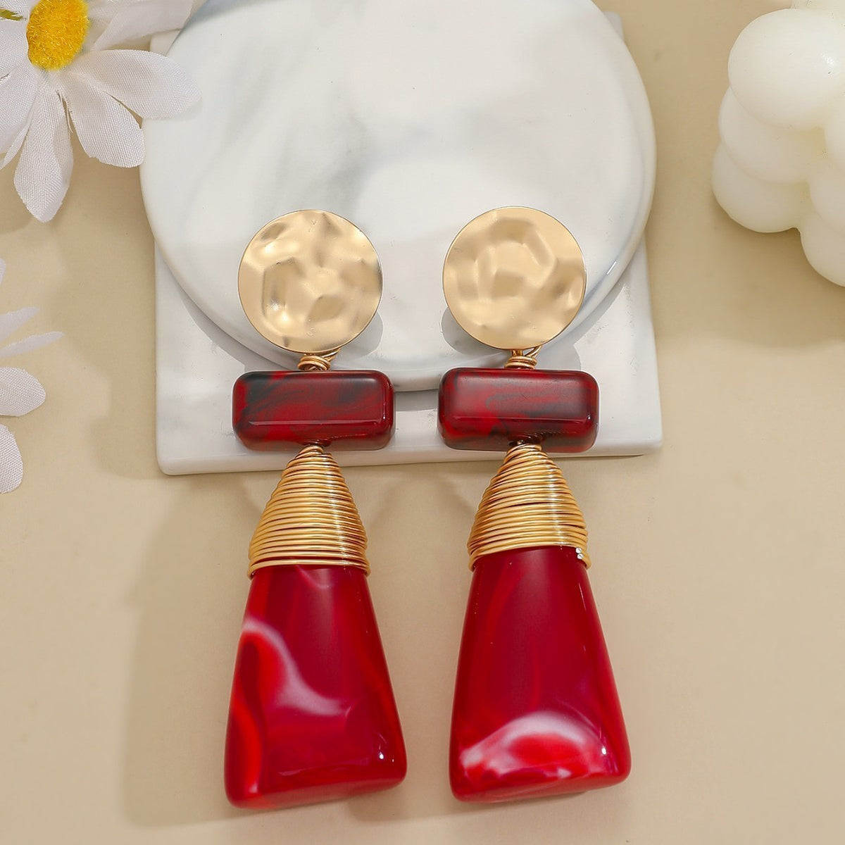 Geometric Resin Drop Earrings
