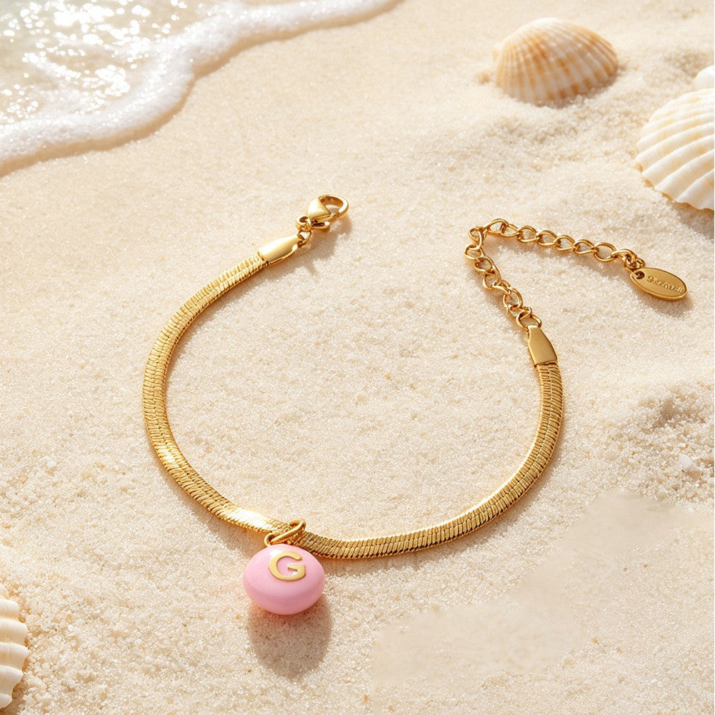 14k Colorful Letter Bead Bracelet