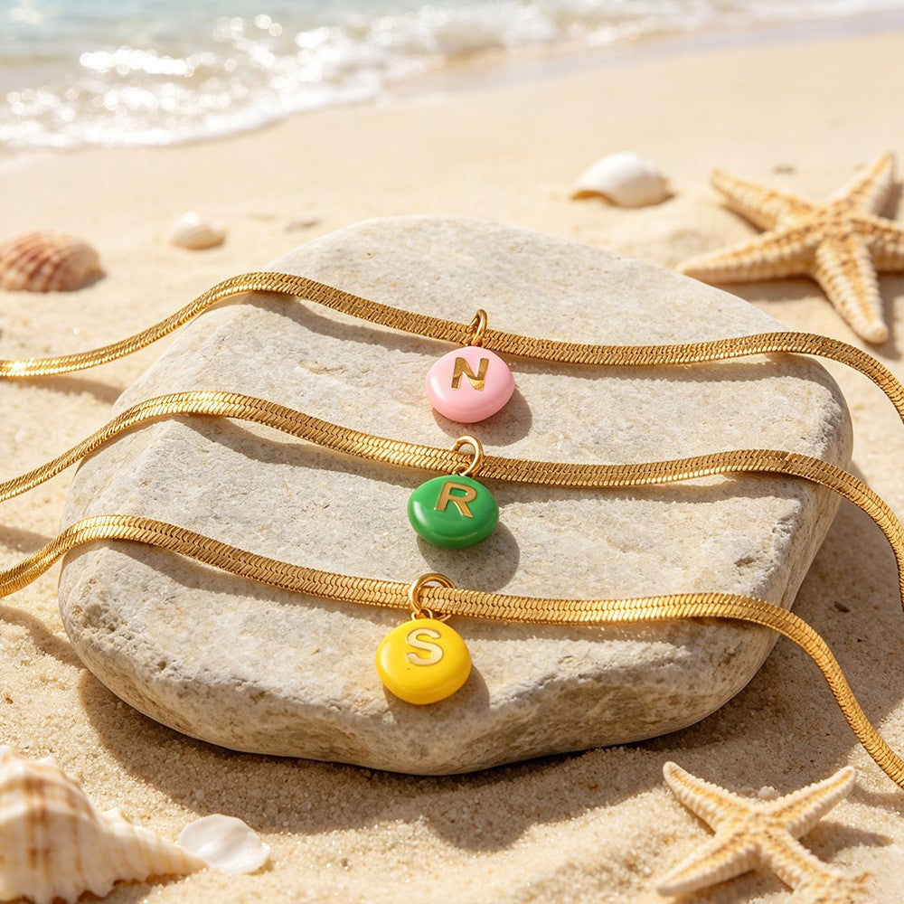 14k Colorful Letter Bead Bracelet