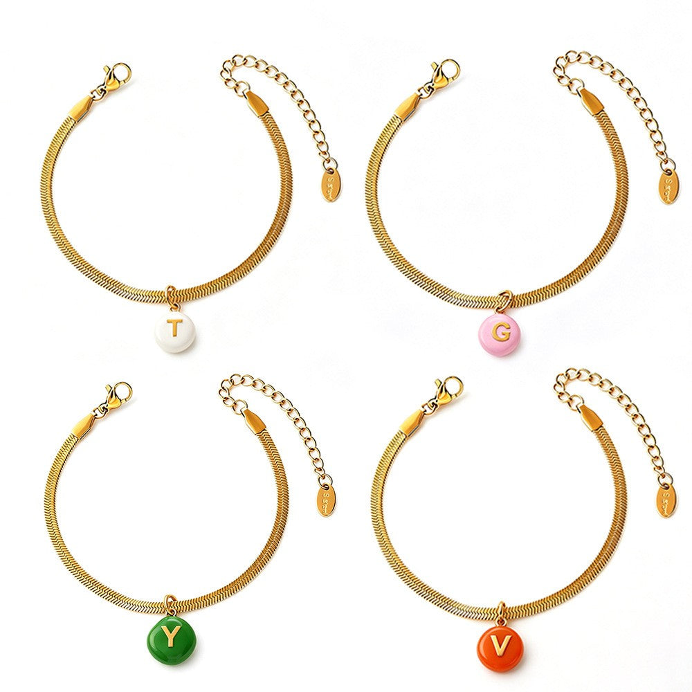14k Colorful Letter Bead Bracelet