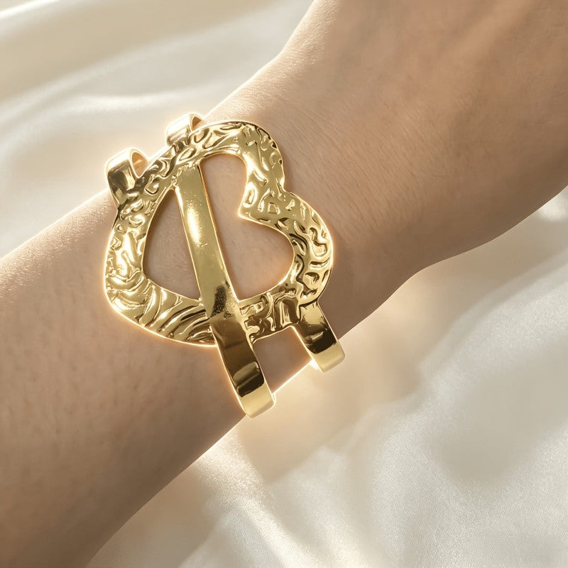 Vintage Textured Heart Open Cuff Bracelet
