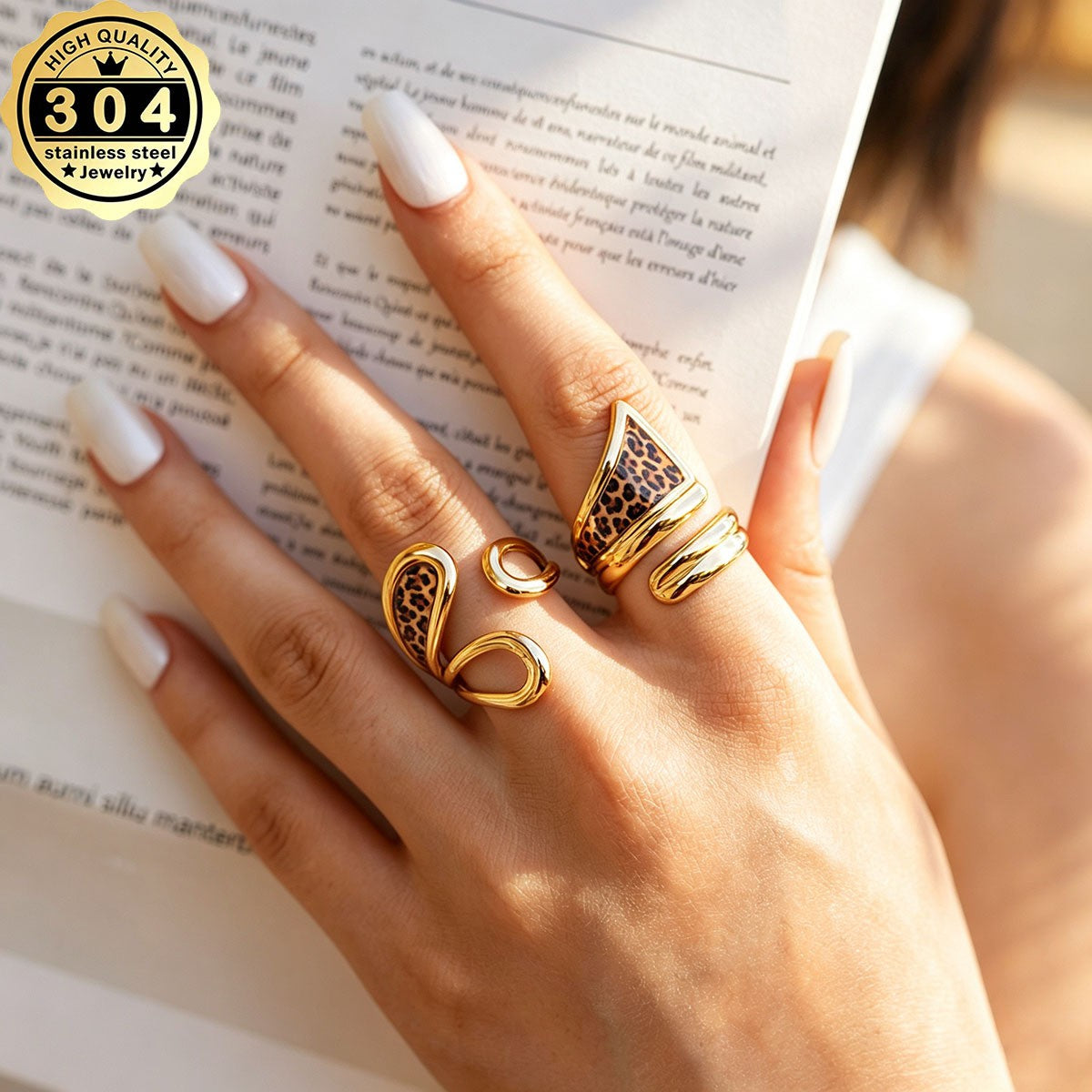 18k Leopard Print Open Ring