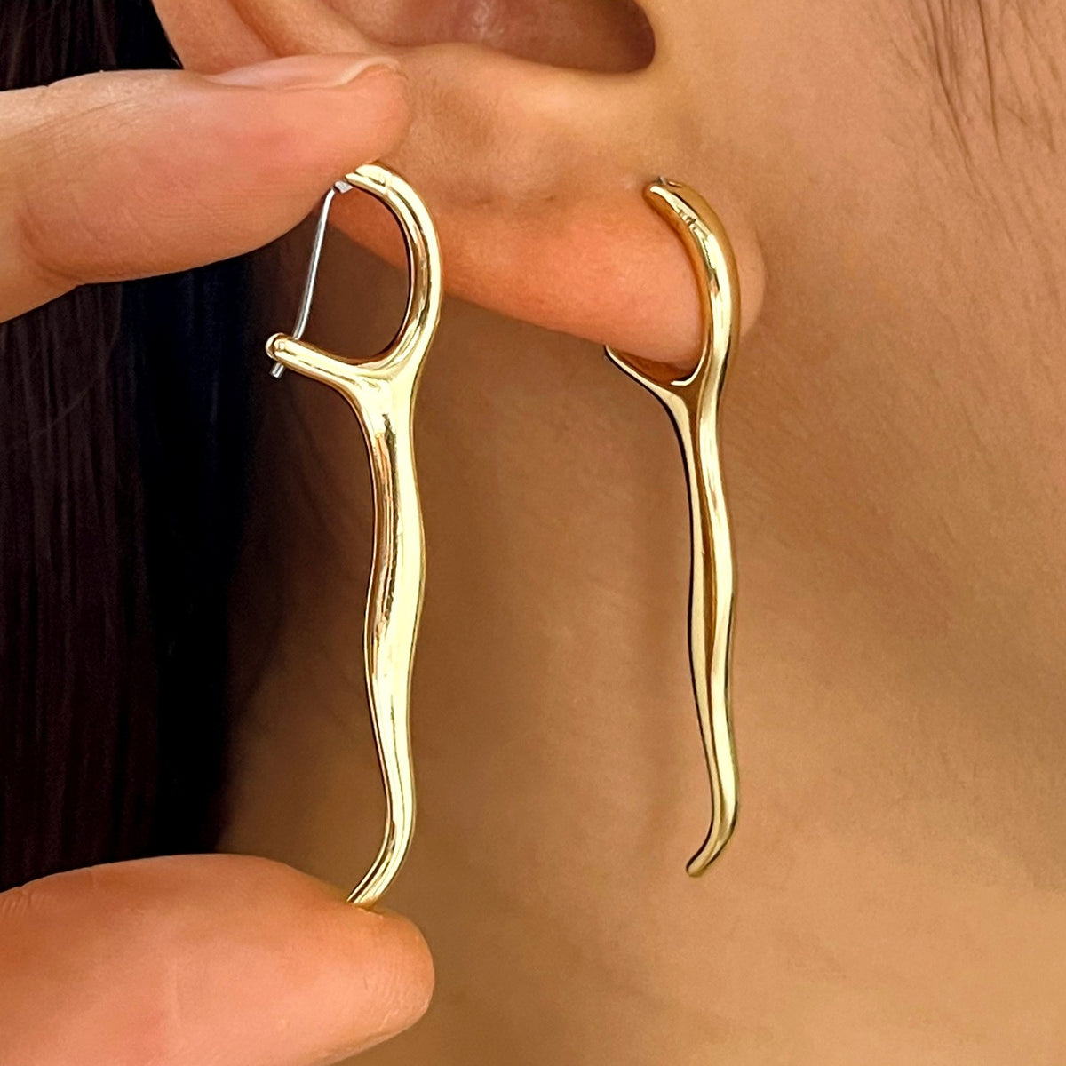 Asymmetric Abstract Metal Drop Earrings