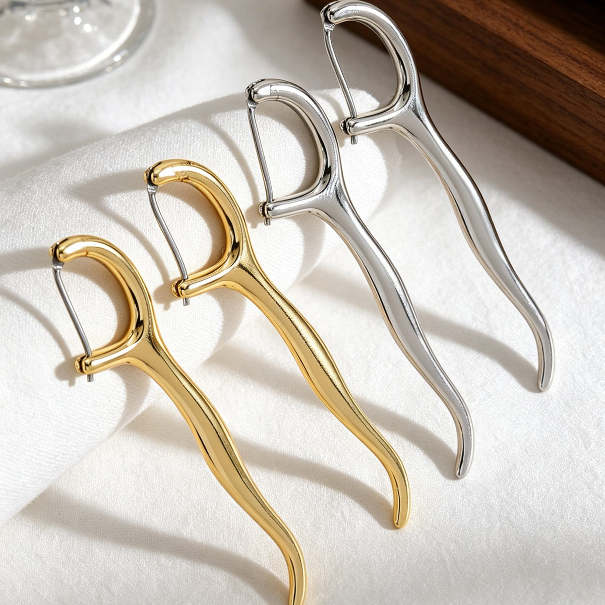 Asymmetric Abstract Metal Drop Earrings
