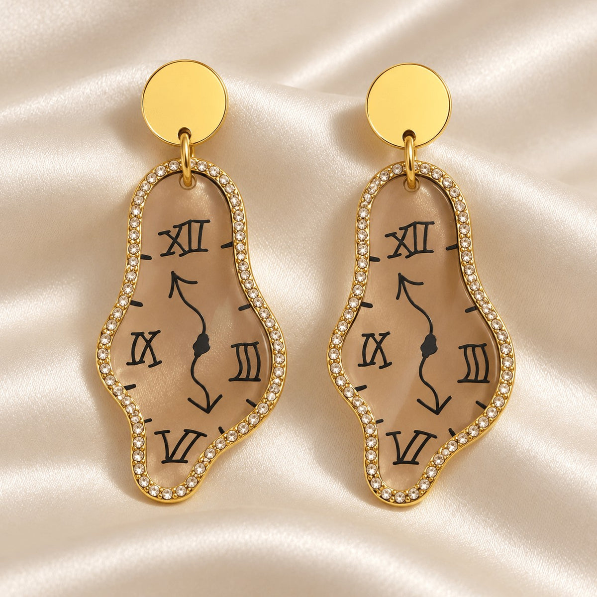 Asymmetric Melting Clock Drop Earrings