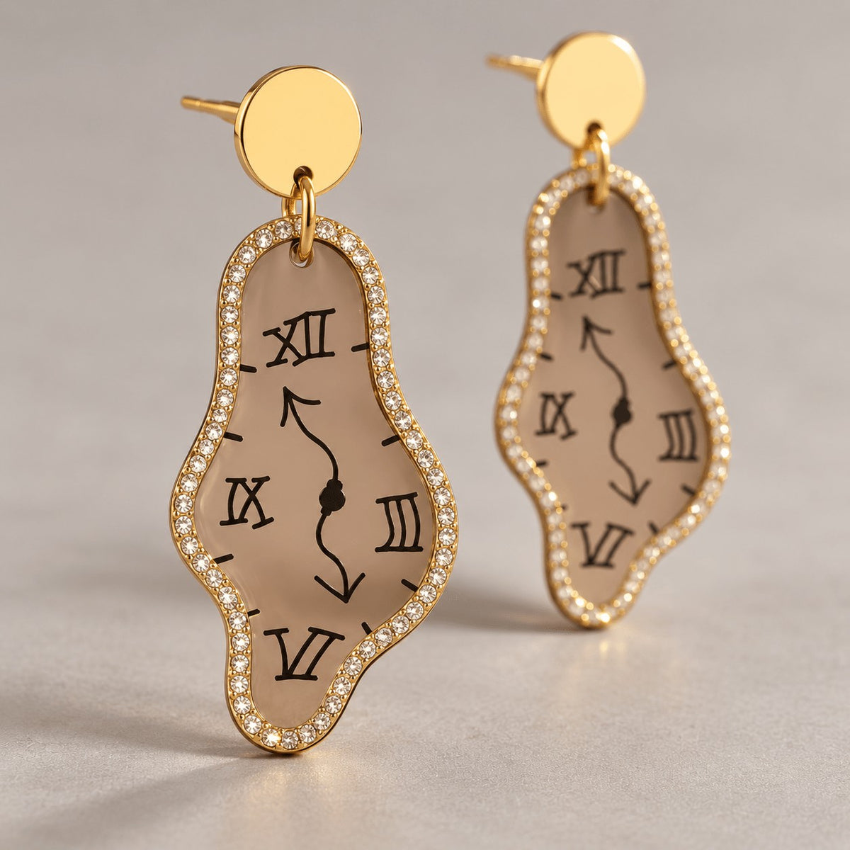 Asymmetric Melting Clock Drop Earrings