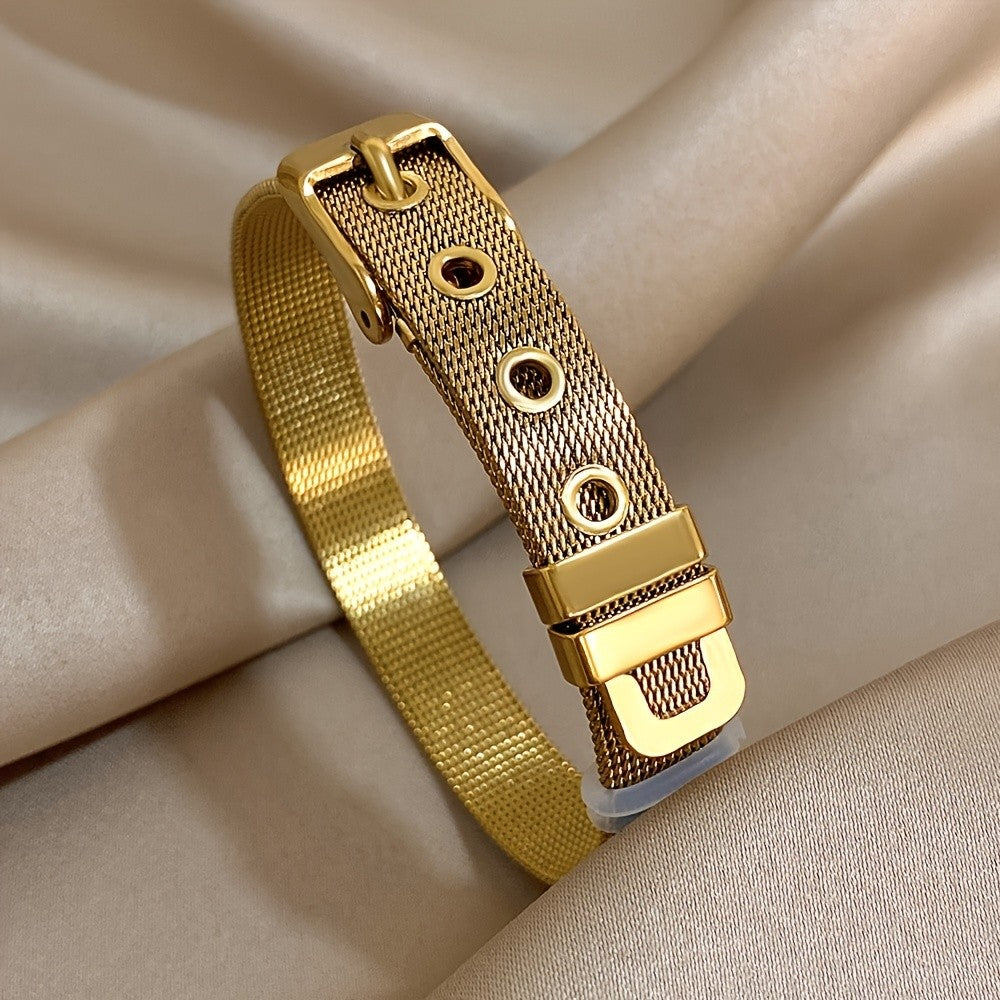 18k Chunky Chain & Mesh Bracelet Set