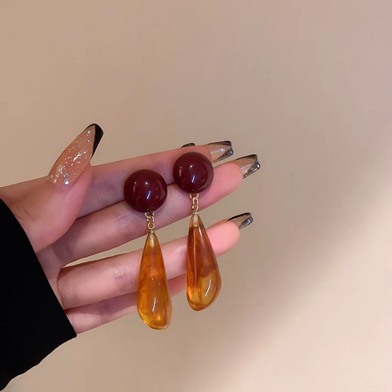 Two-Tone Resin Waterdrop Earrings
