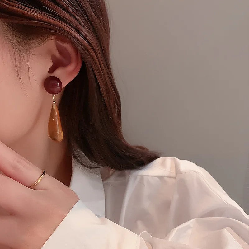 Two-Tone Resin Waterdrop Earrings