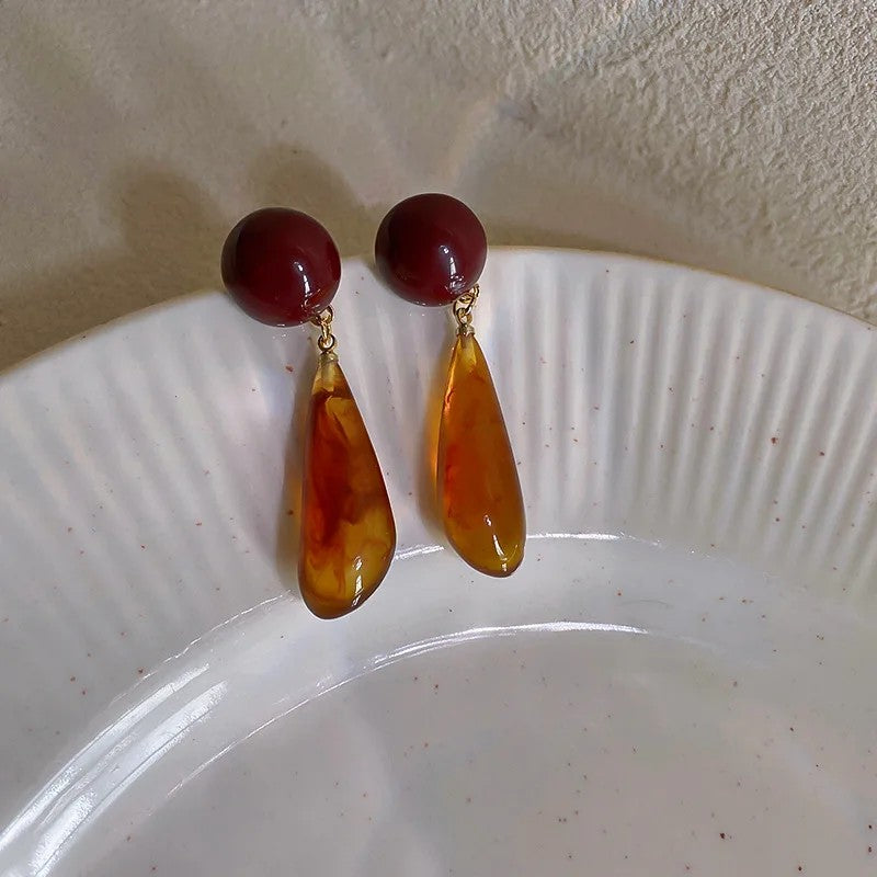 Two-Tone Resin Waterdrop Earrings