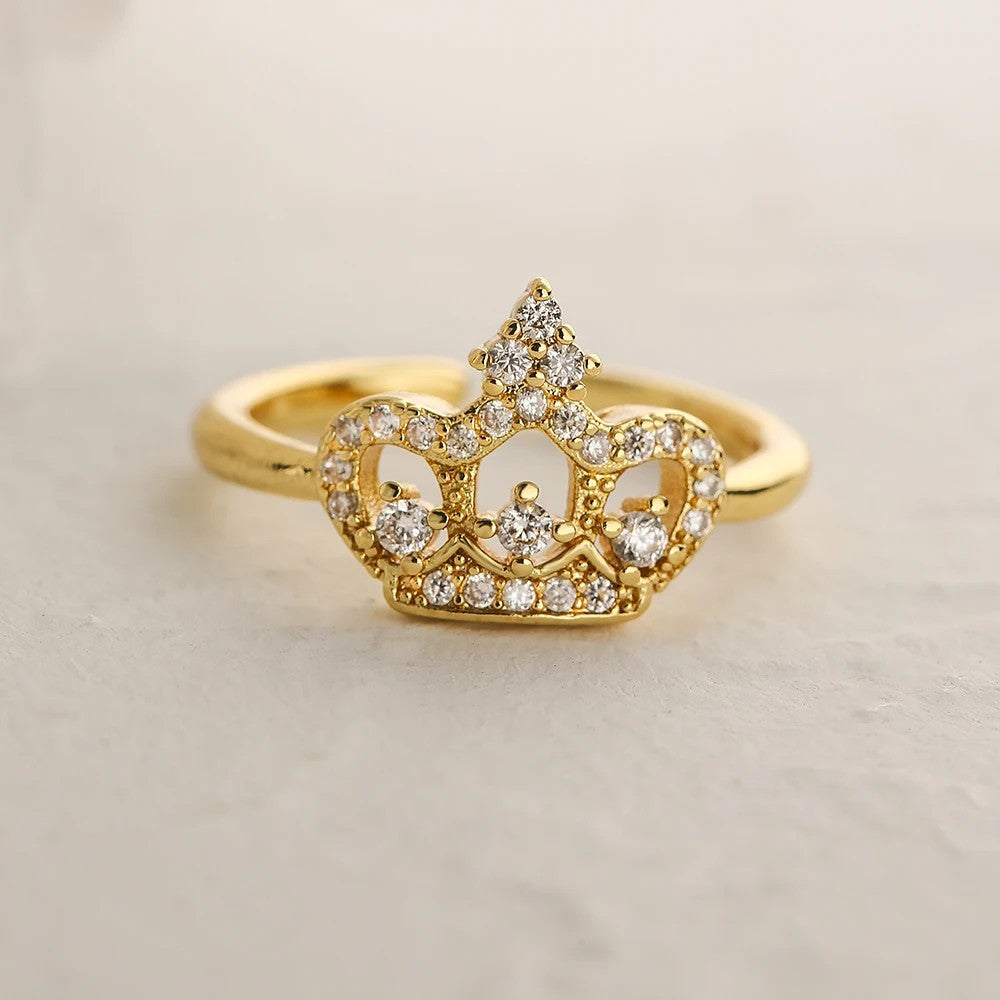 Adjustable 18k Crown Zircon Ring