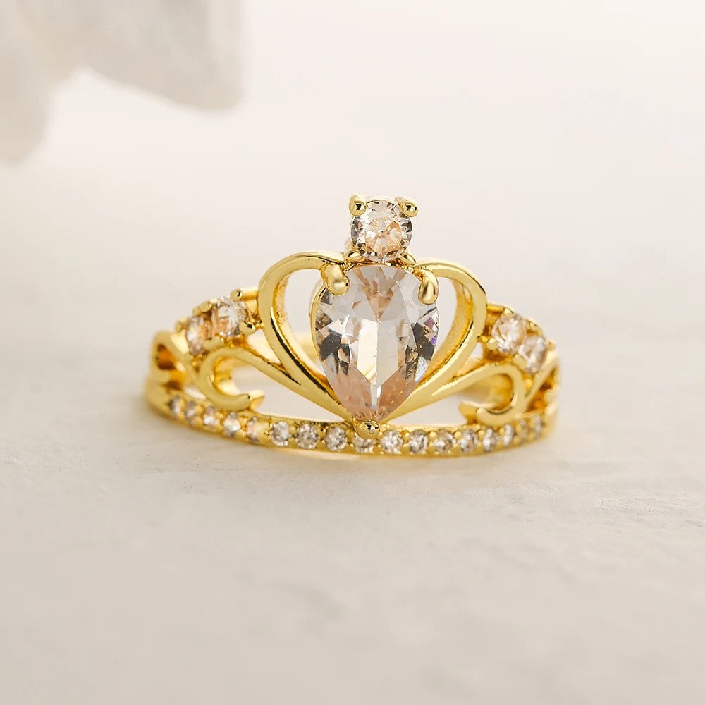 Adjustable 18k Crown Zircon Ring