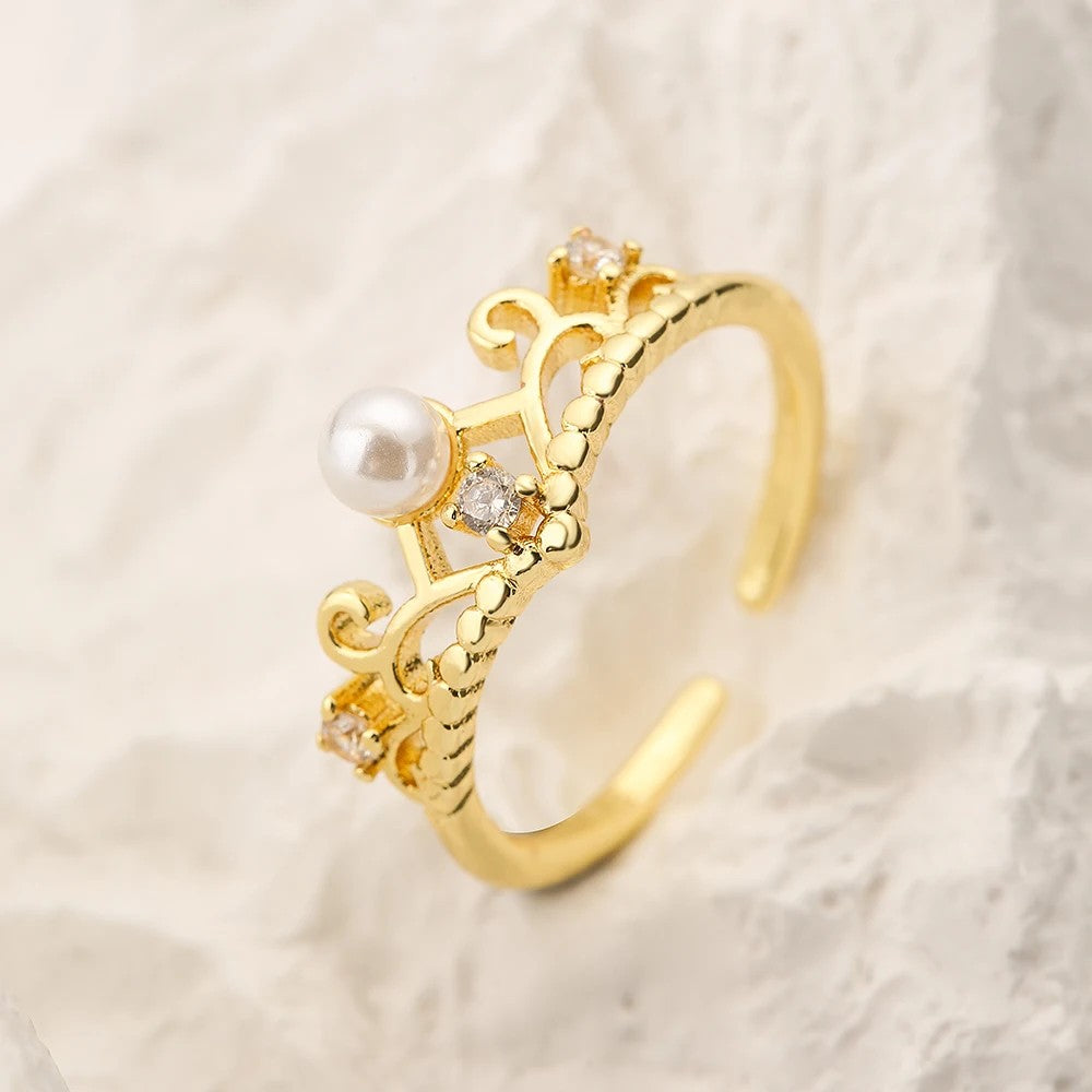 Adjustable 18k Crown Zircon Ring