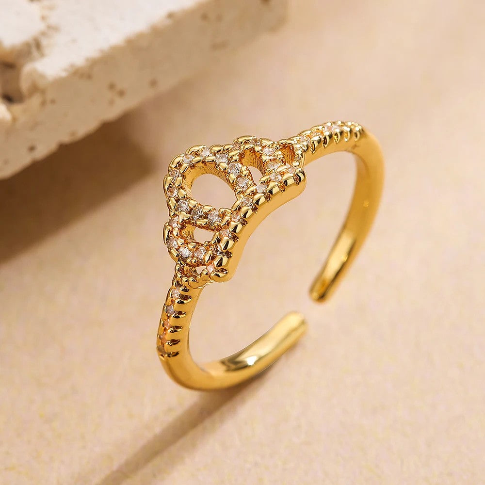 Adjustable 18k Crown Zircon Ring