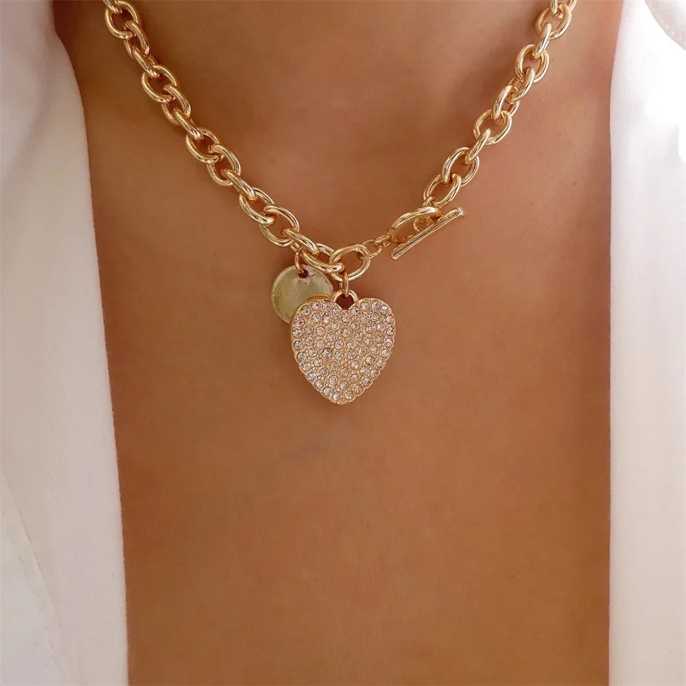 Layered Chain Coin Pendant Necklace