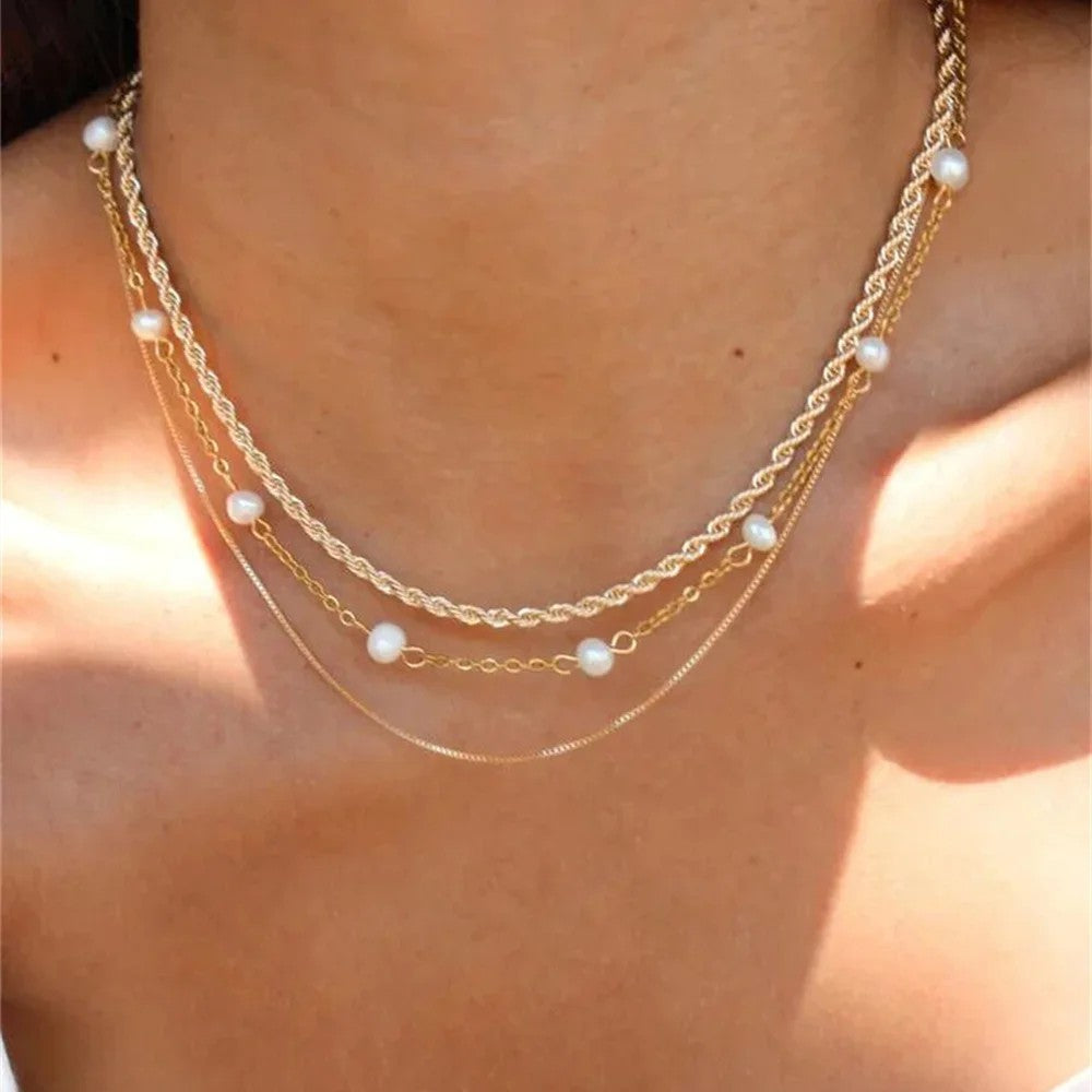 Layered Chain Coin Pendant Necklace