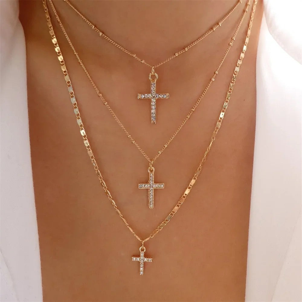 Layered Chain Coin Pendant Necklace