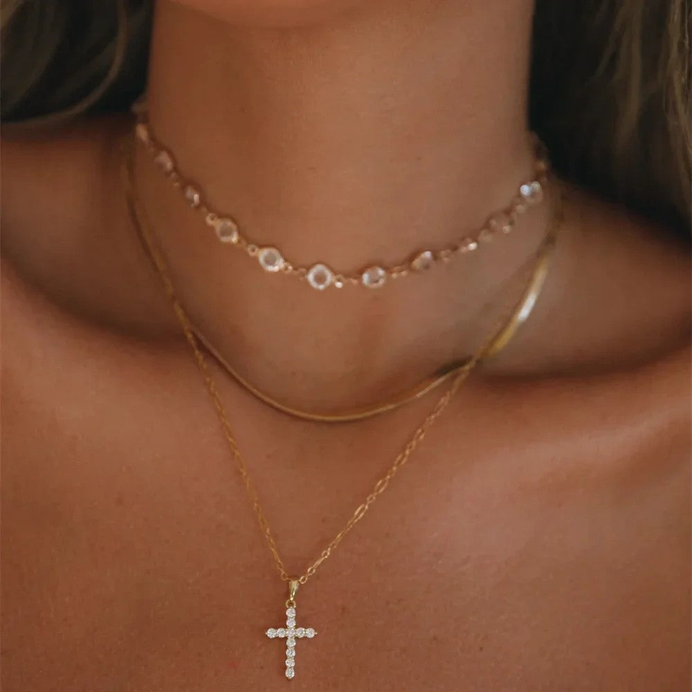 Layered Chain Coin Pendant Necklace