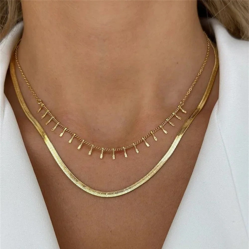 Layered Chain Coin Pendant Necklace