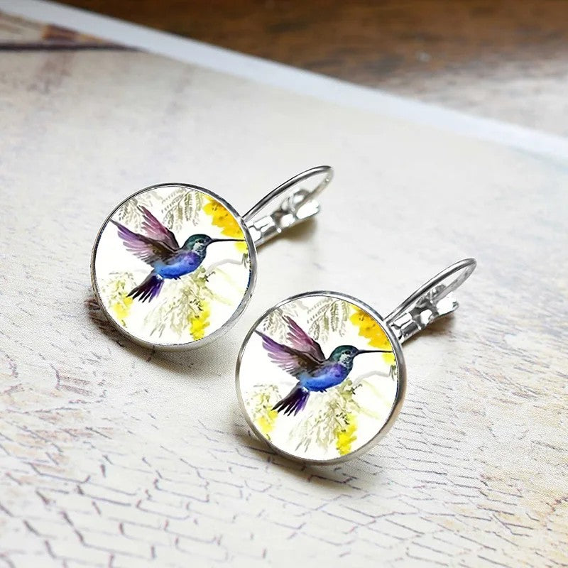 Silver Hummingbird Clip Earrings