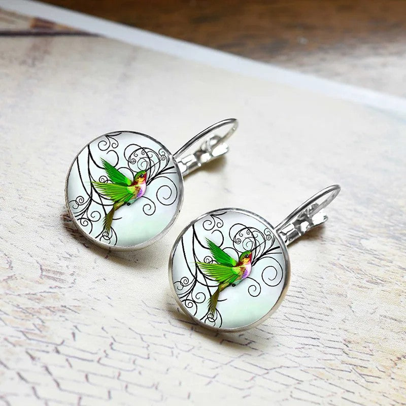 Silver Hummingbird Clip Earrings