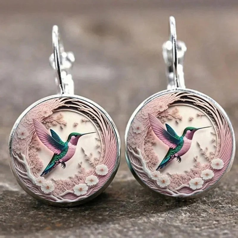 Silver Hummingbird Clip Earrings