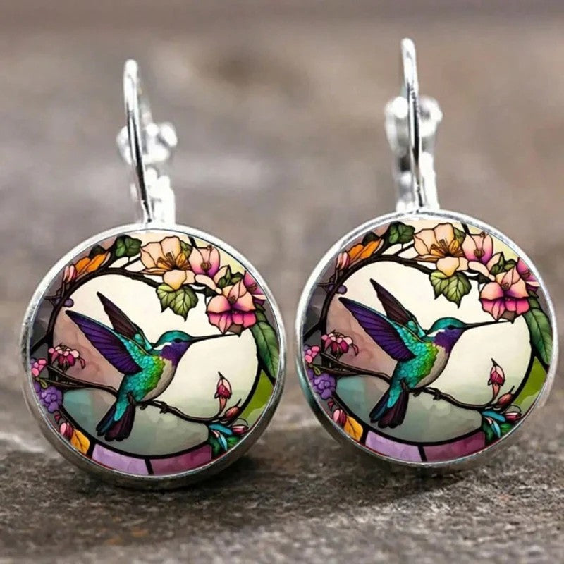 Silver Hummingbird Clip Earrings