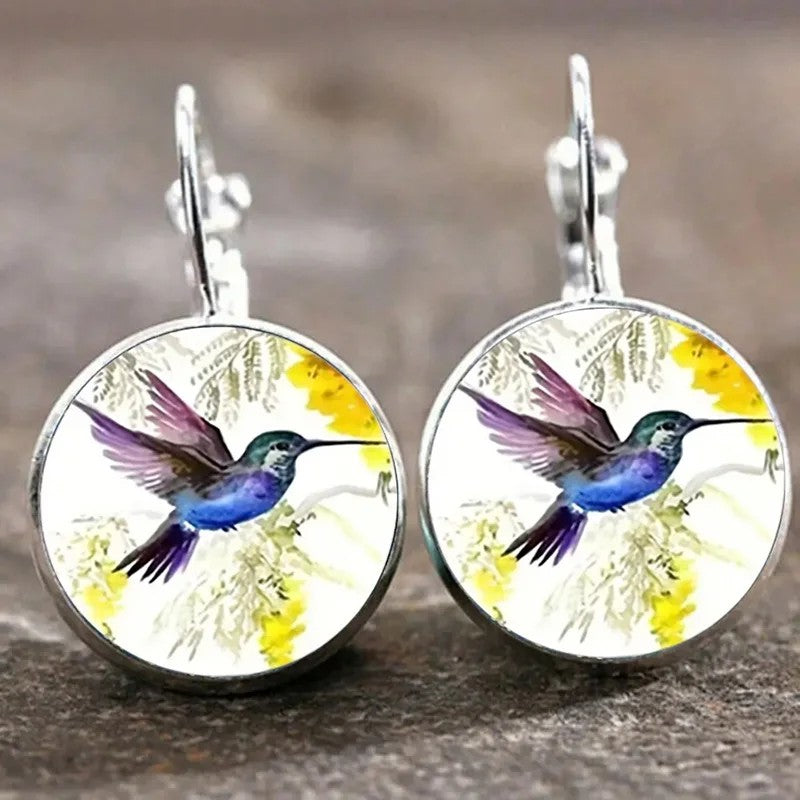 Silver Hummingbird Clip Earrings