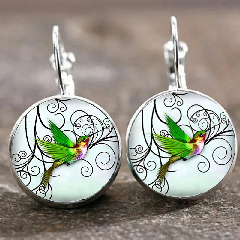 Silver Hummingbird Clip Earrings