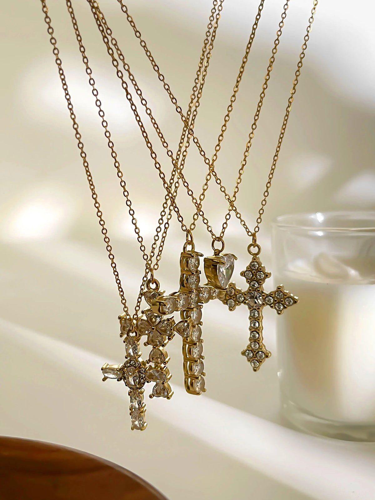 Layered Cross Stone Necklace