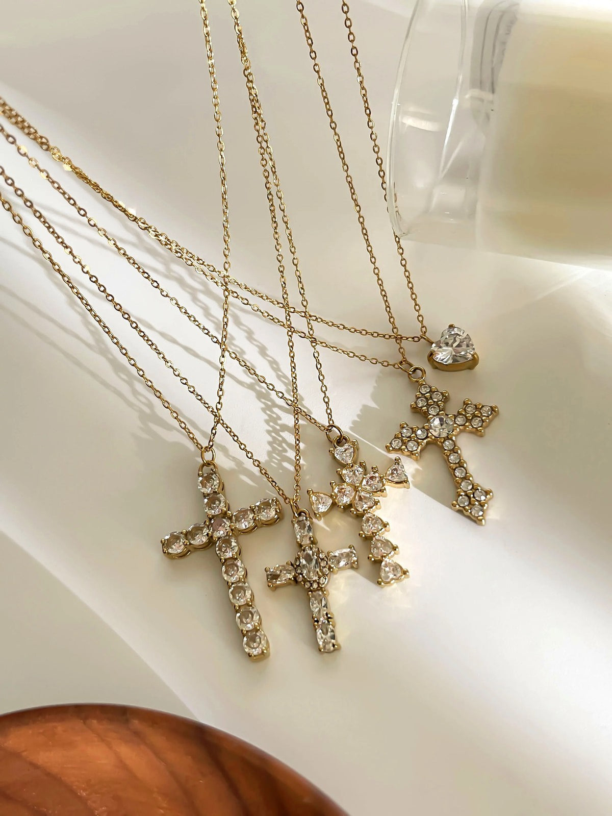 Layered Cross Stone Necklace