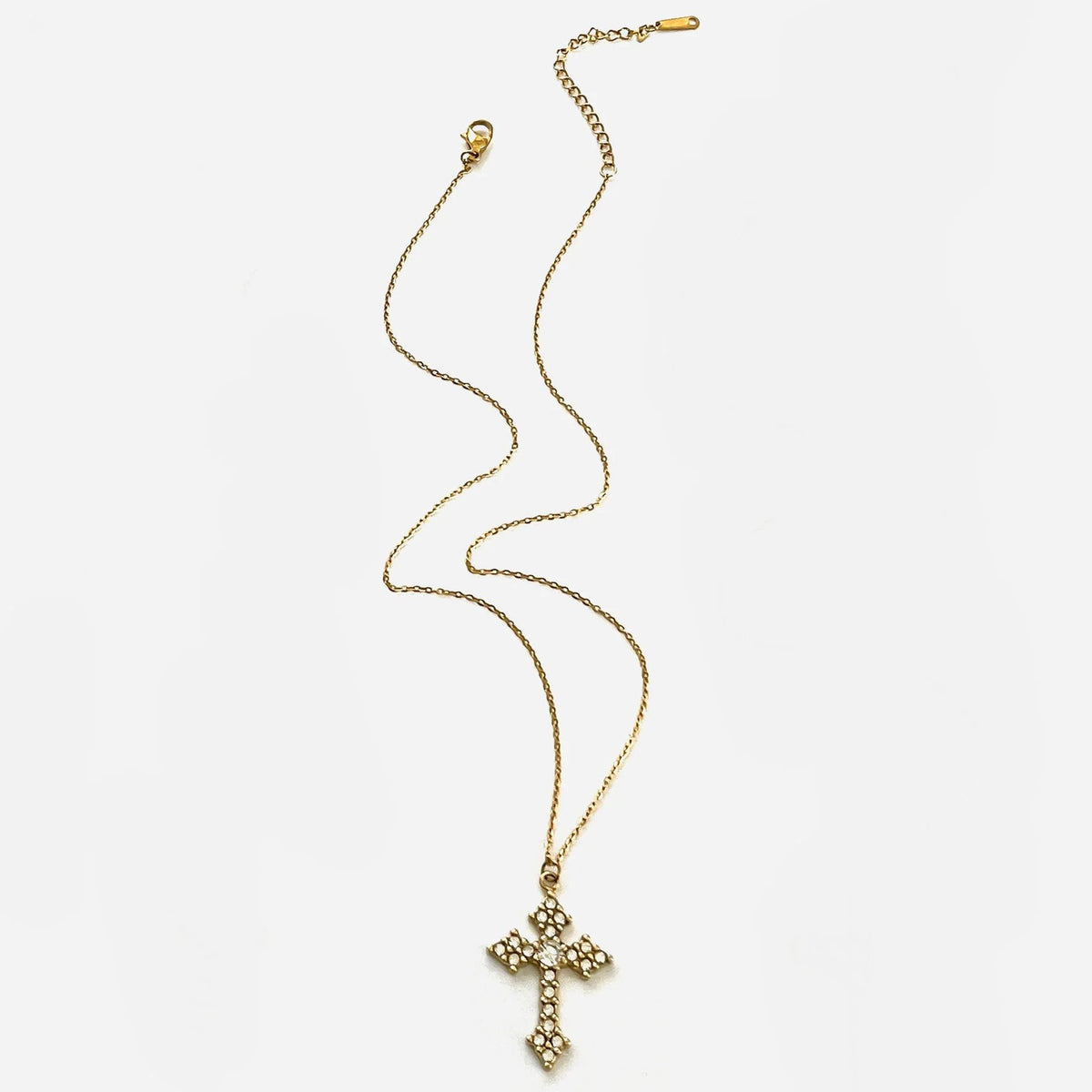 Layered Cross Stone Necklace