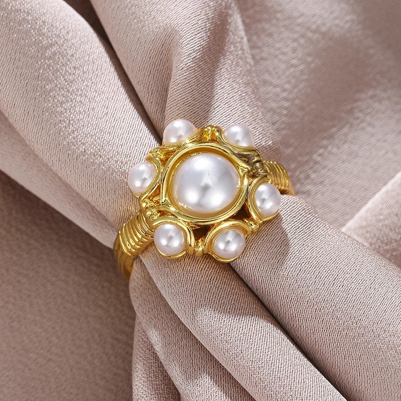 Floral Wire Wrapped Pearl Ring