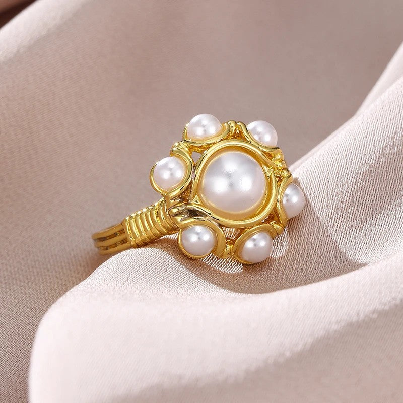 Floral Wire Wrapped Pearl Ring