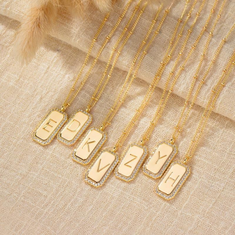 Gold Figaro Chain Initial Pendant Necklace