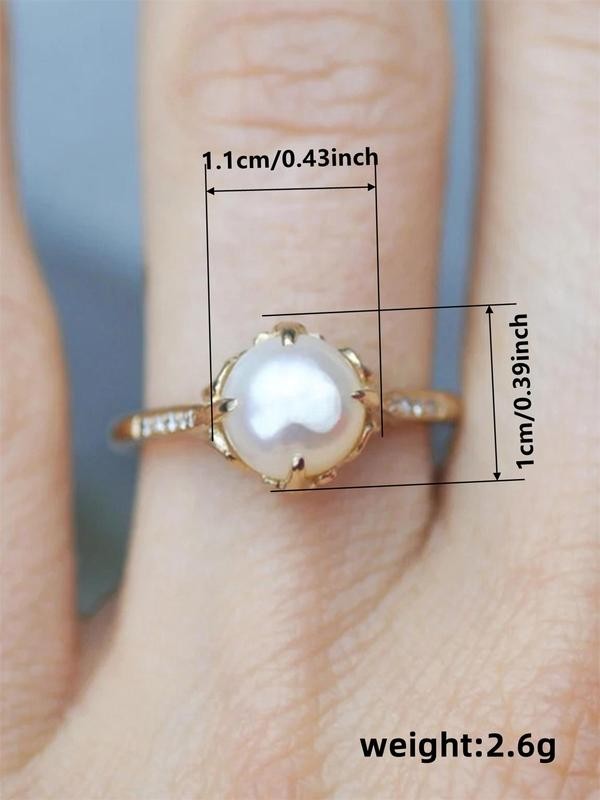 Asymmetric Pearl Leaf Ring