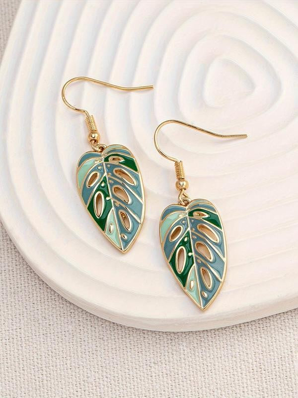 Hollow Leaf Drop Earrings