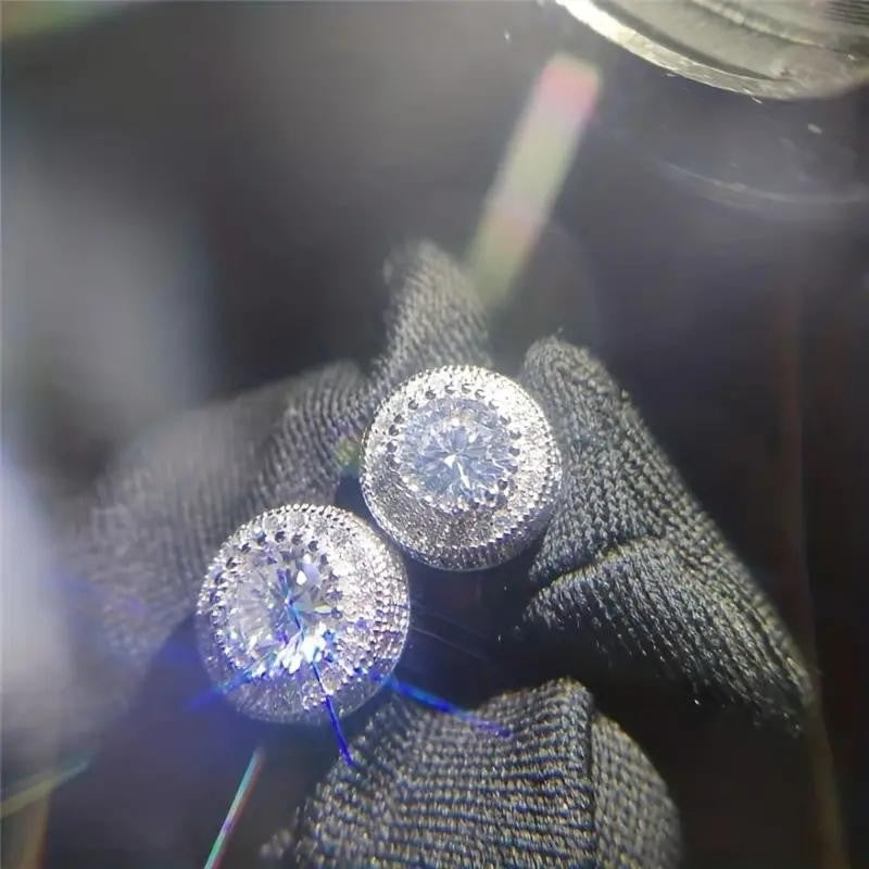 Retro Round Crystal Stud Earrings