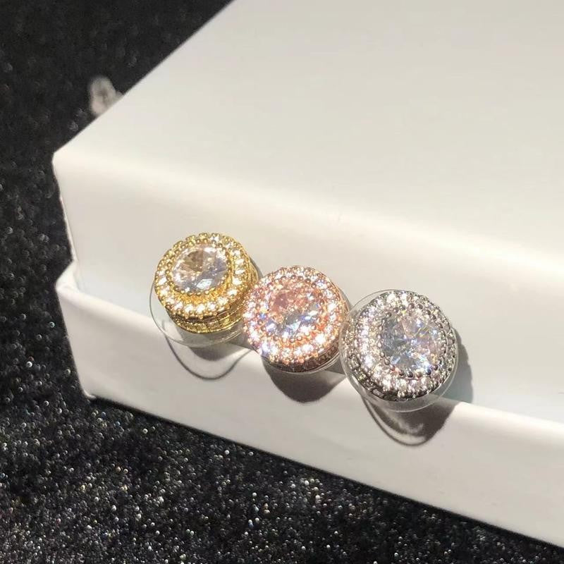 Retro Round Crystal Stud Earrings