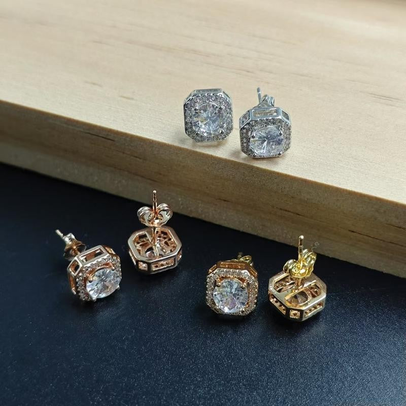 Retro Round Crystal Stud Earrings