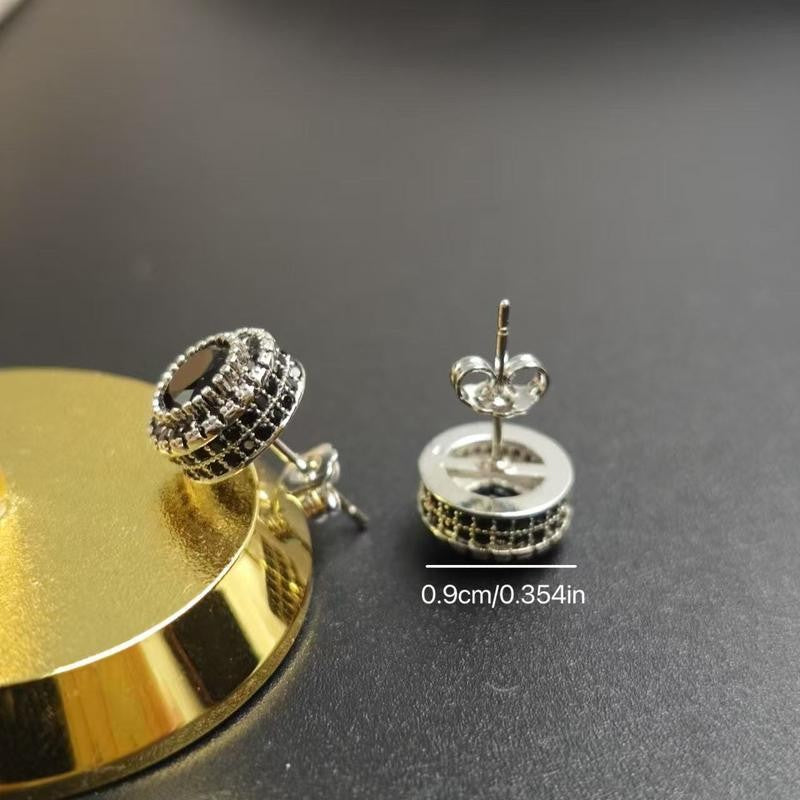 Retro Round Crystal Stud Earrings