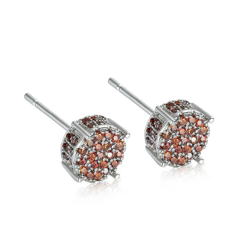 Retro Round Crystal Stud Earrings