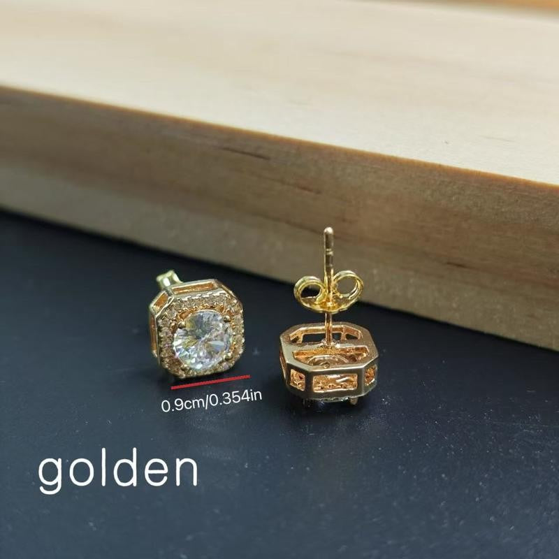 Retro Round Crystal Stud Earrings