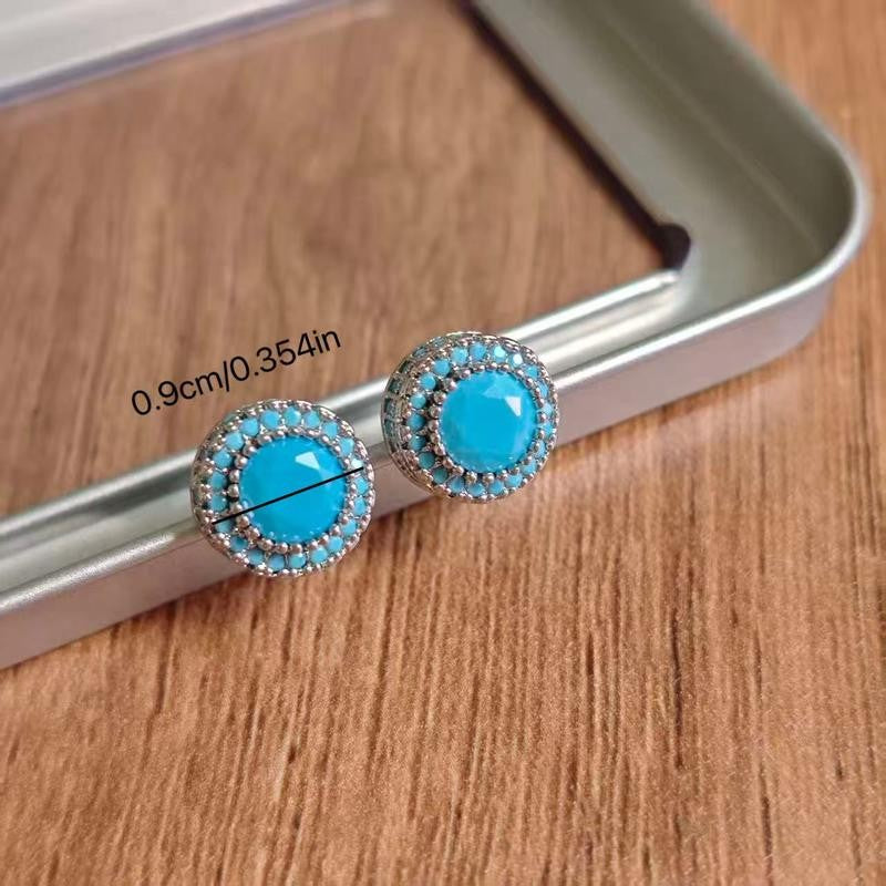 Retro Round Crystal Stud Earrings