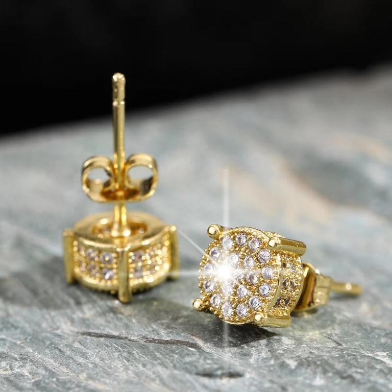 Retro Round Crystal Stud Earrings
