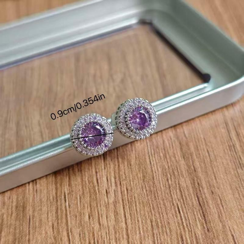 Retro Round Crystal Stud Earrings